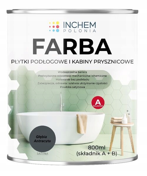 Farba do płytek i kabin prysznicowych 800ml Antrac