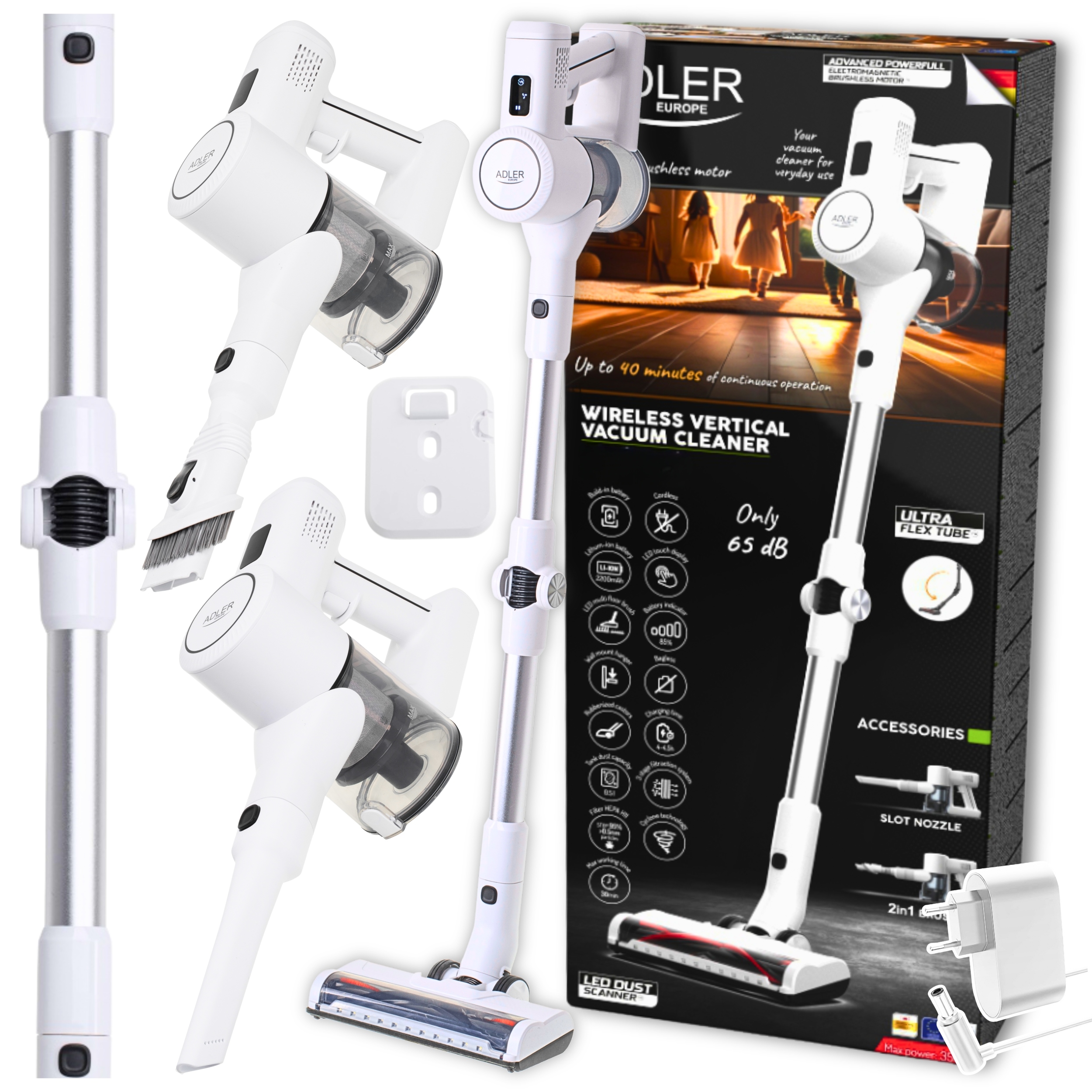 Odkurzacz Bezprzewodowy Pionowy Ręczny Mocny Bezworkowy Elektroszczotka 8W1