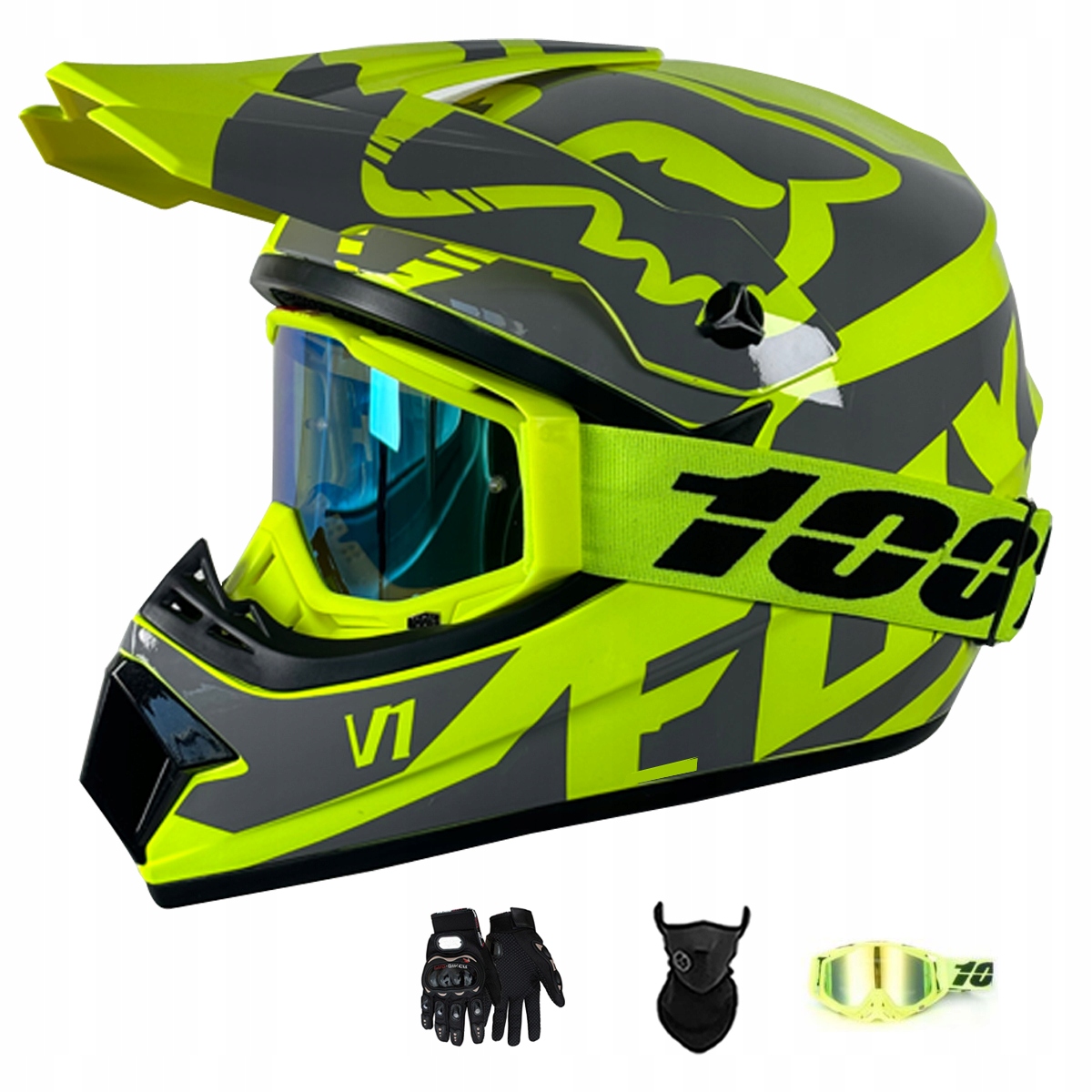 Motocyklová Přilba Crossová Lehká Enduro Quada Brýle Rukavice Maska L