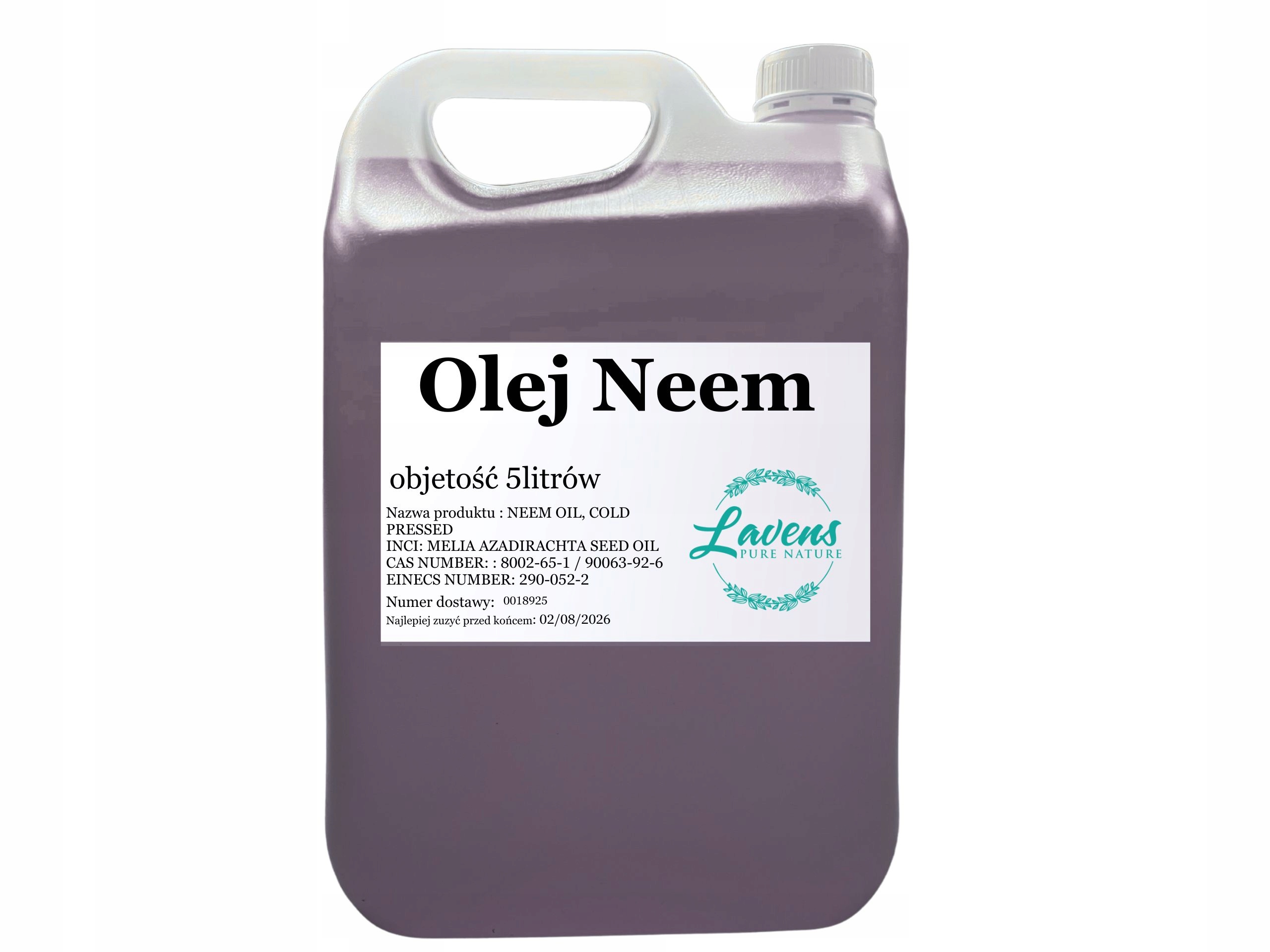 Neemový olej Nerafinovaný přírodní olej lisovaný za studena 5 l