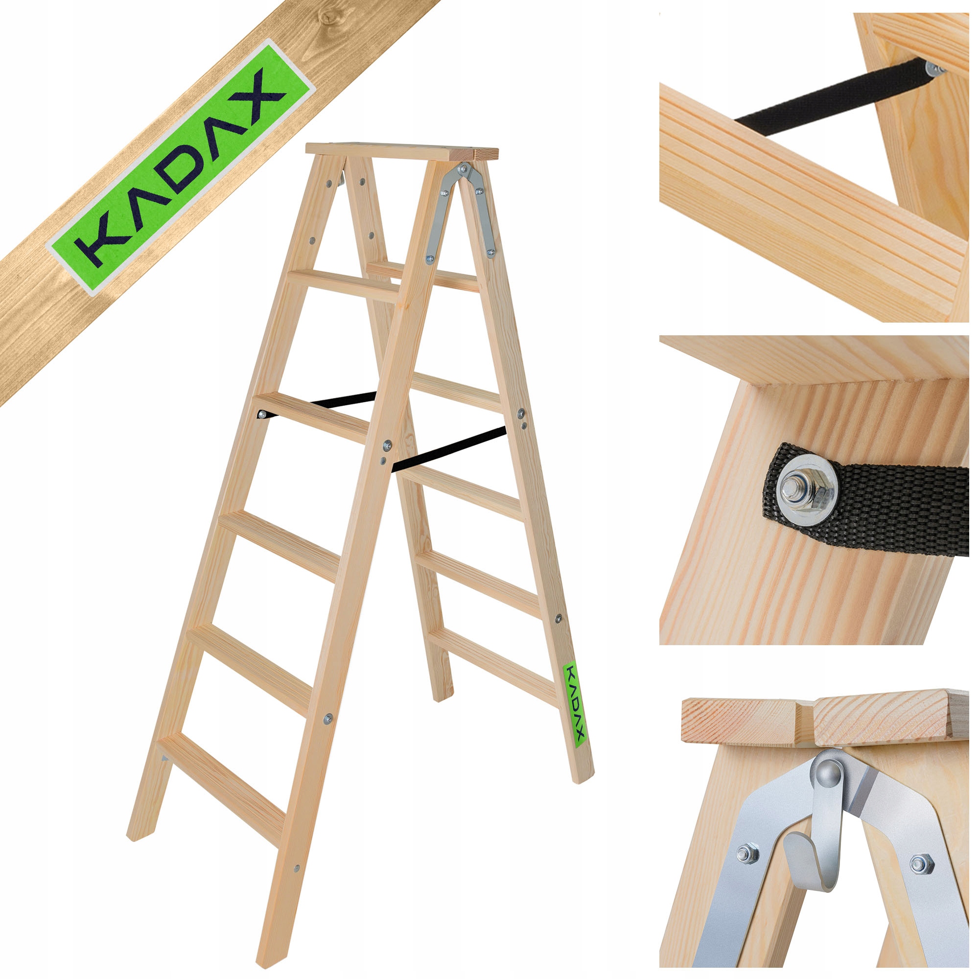 Maliarsky Drevený Rozstupový Rebrík 6 Stupňov, Skladací, Obojstranný