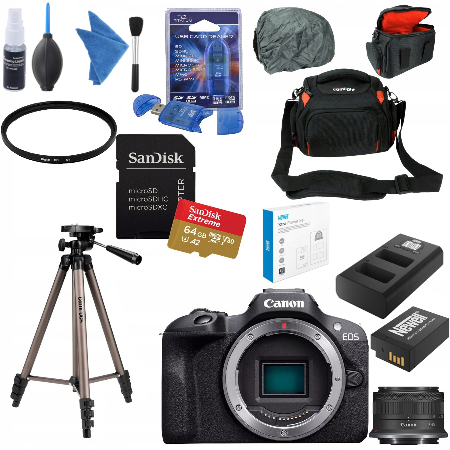 Canon Eos R100 Rf-s 18-45mm F4.5-6.3 Is Stm Akcesoria 2X Aku
