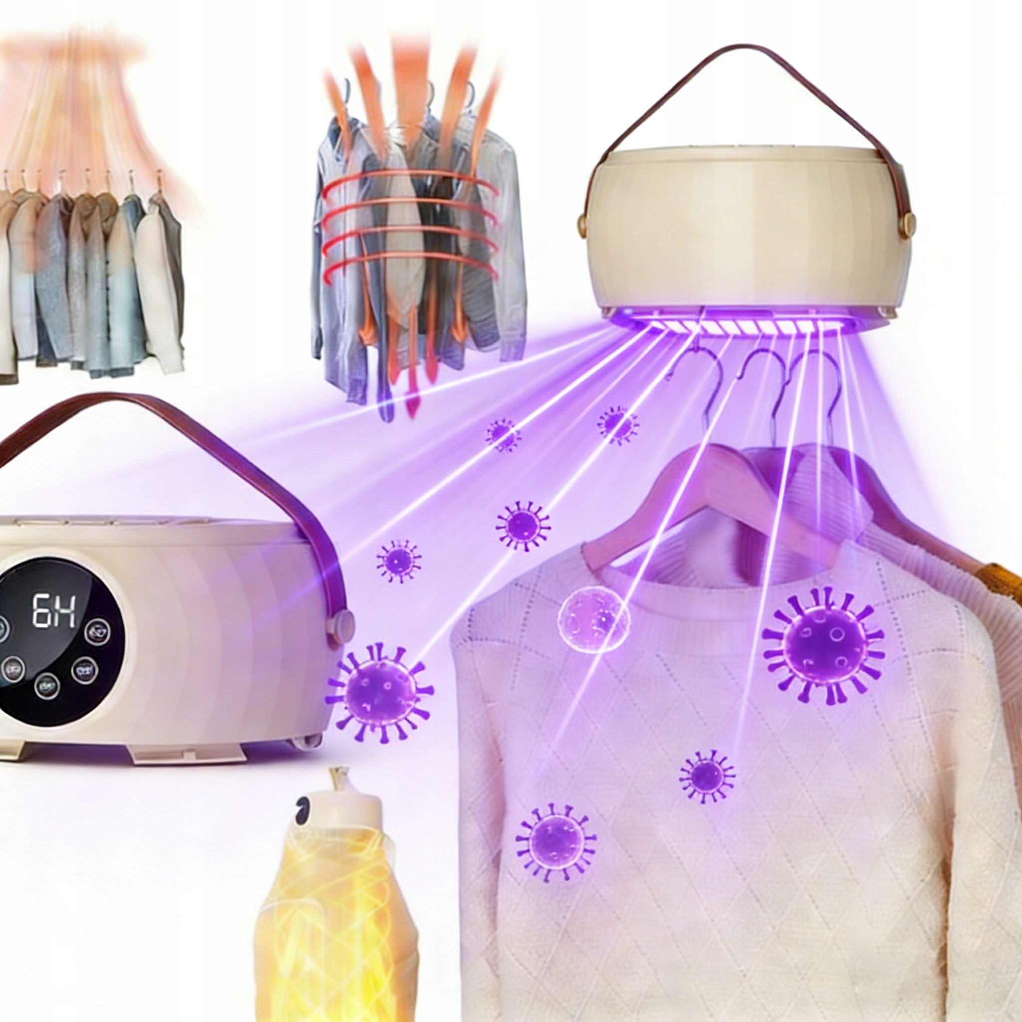 Levně Elektrická Sušák Na Prádlo Uv Skládací Turistická Přenosná 650W Časovač