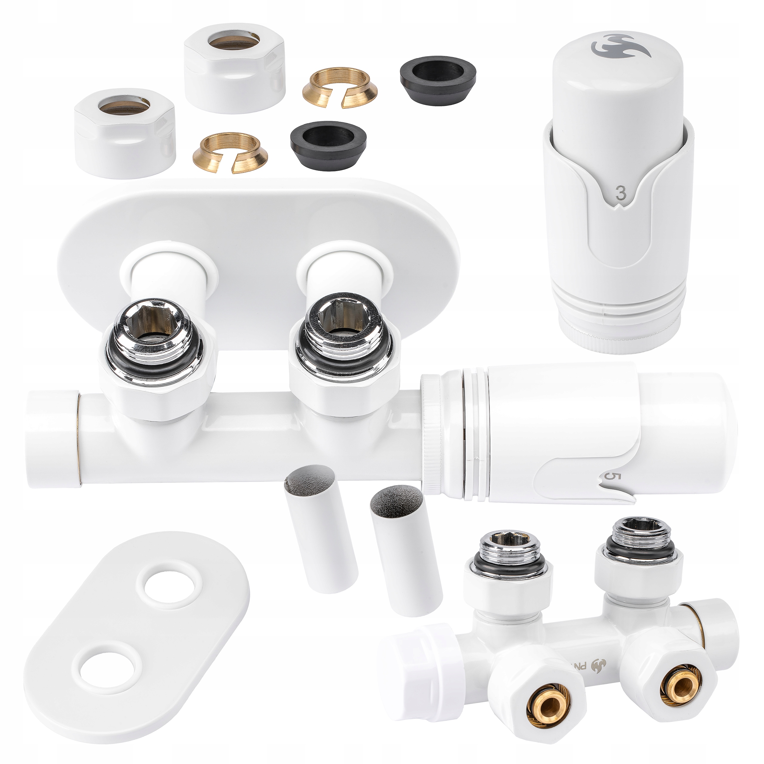 Termostatický Ventil Pro Radiátor Hlavička Bílá Kryt Oválná Sada