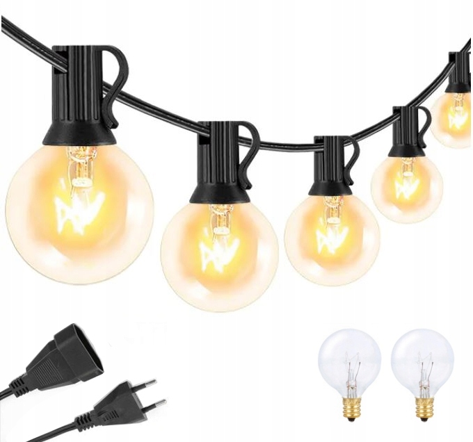 

Girlanda Ogrodowa Lampki Żarówki Kule 7,6m 25+2szt