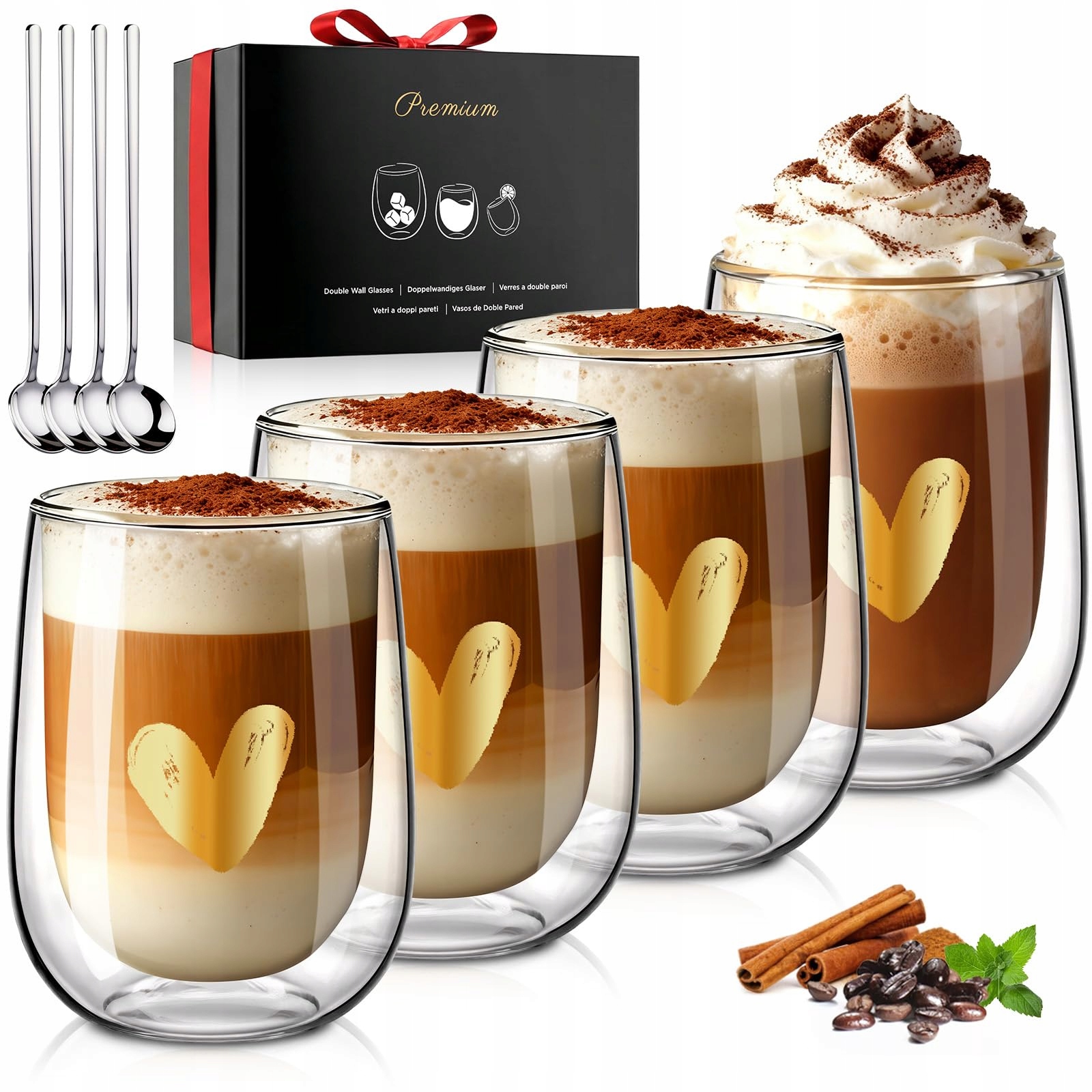 Glastal Sklenice Latte Macchiato dvojité 350 ml Sada 4 kusů