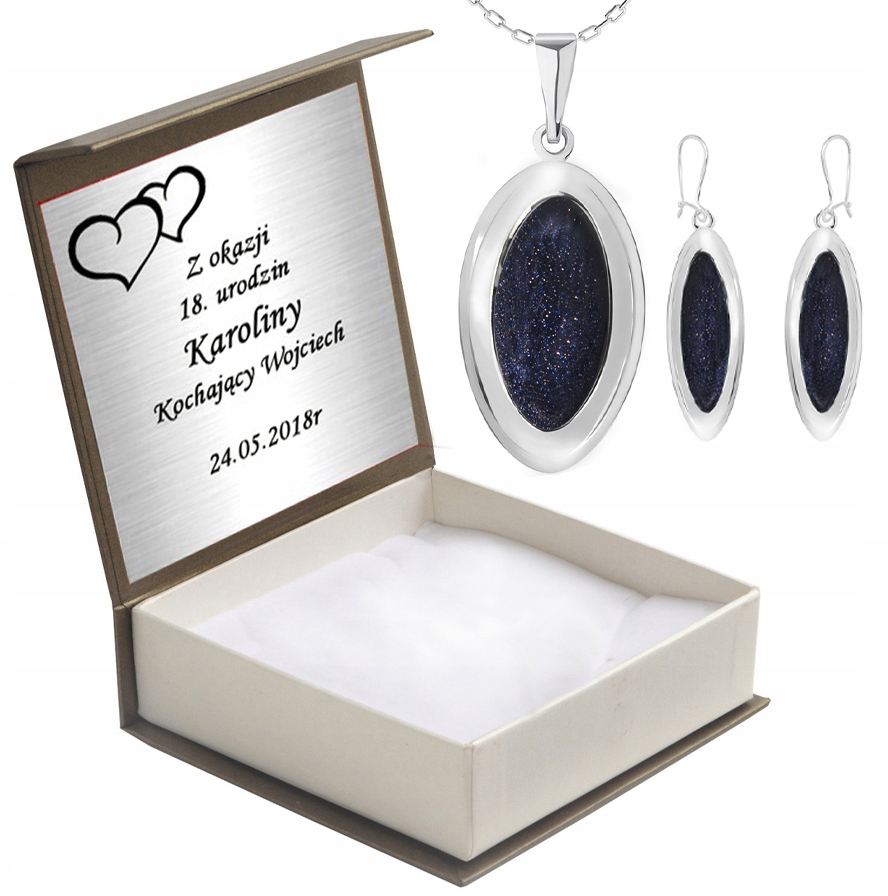 

Komplet Biżuterii Srebrnej Z Nocą Kairu+ Grawer