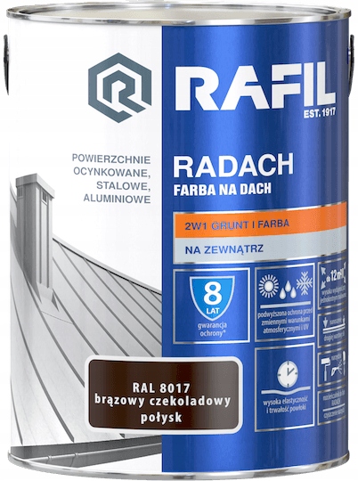 RAFIL RADACH FARBA NA DACH BRĄZ POŁYSK RAL8017 5L