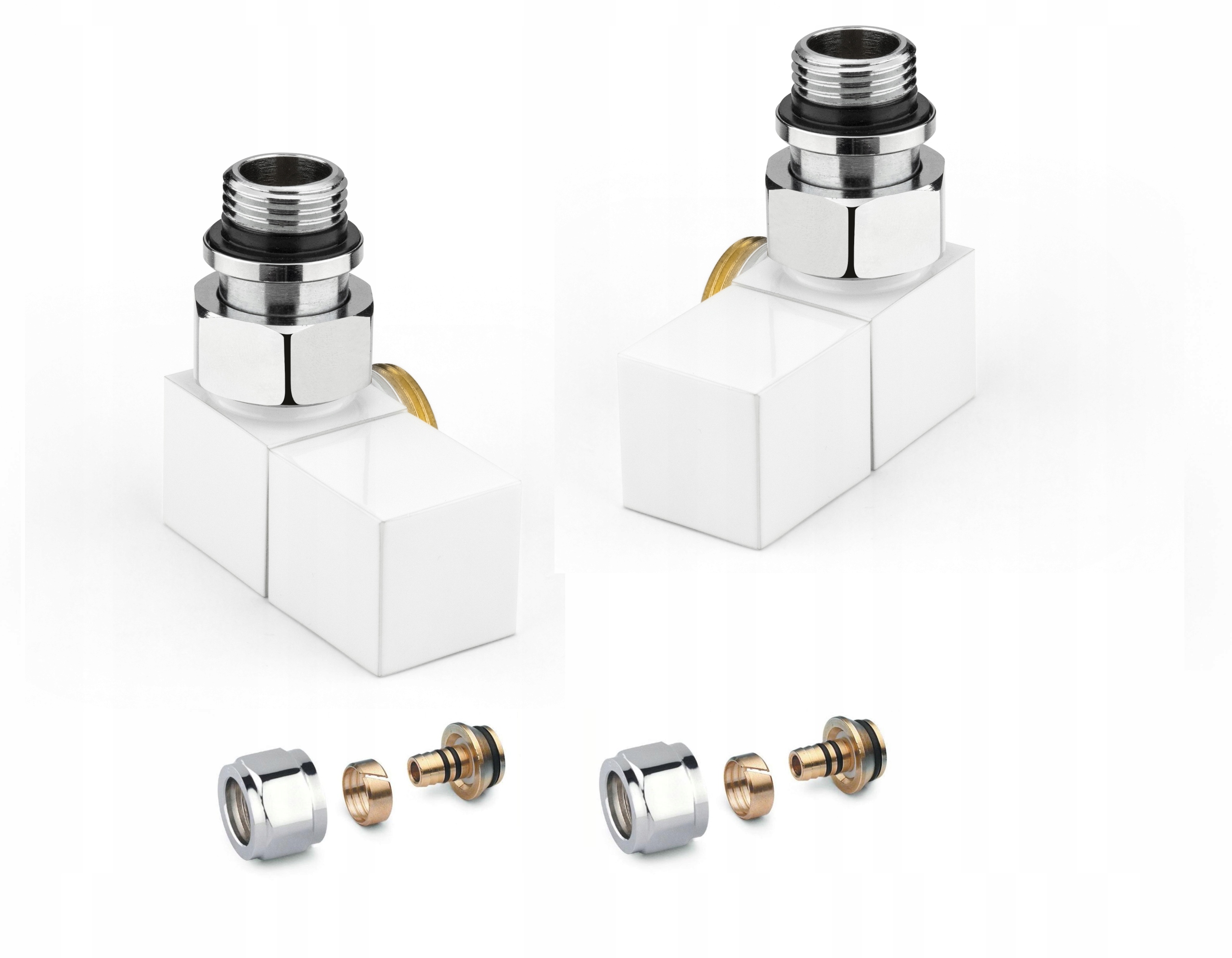 Radiátorové ventily Apm Square, axiálne, chróm/biely Pex