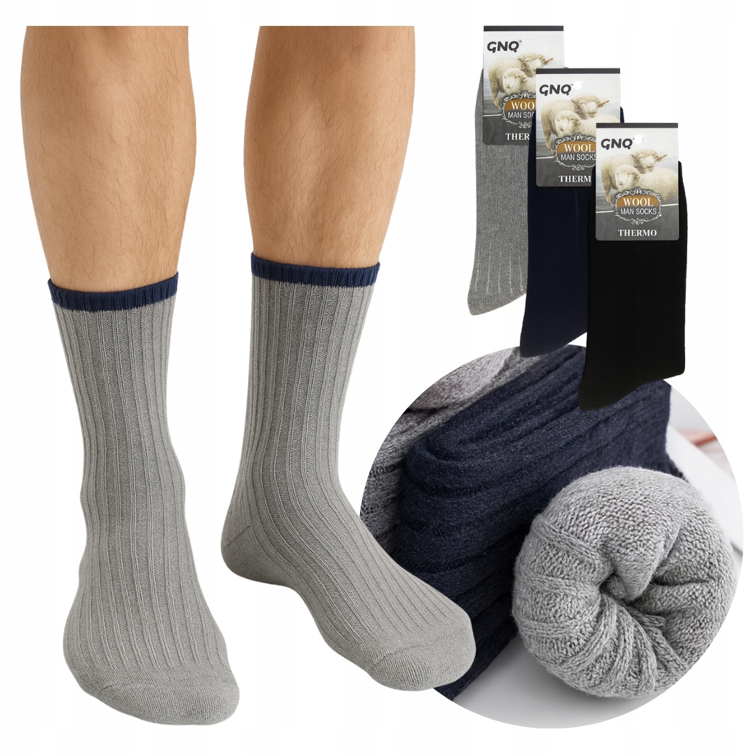 3x Pánské Vlněné Pánské ponožky Silné Teplé Ponožky Na Zimu Délky 39-42