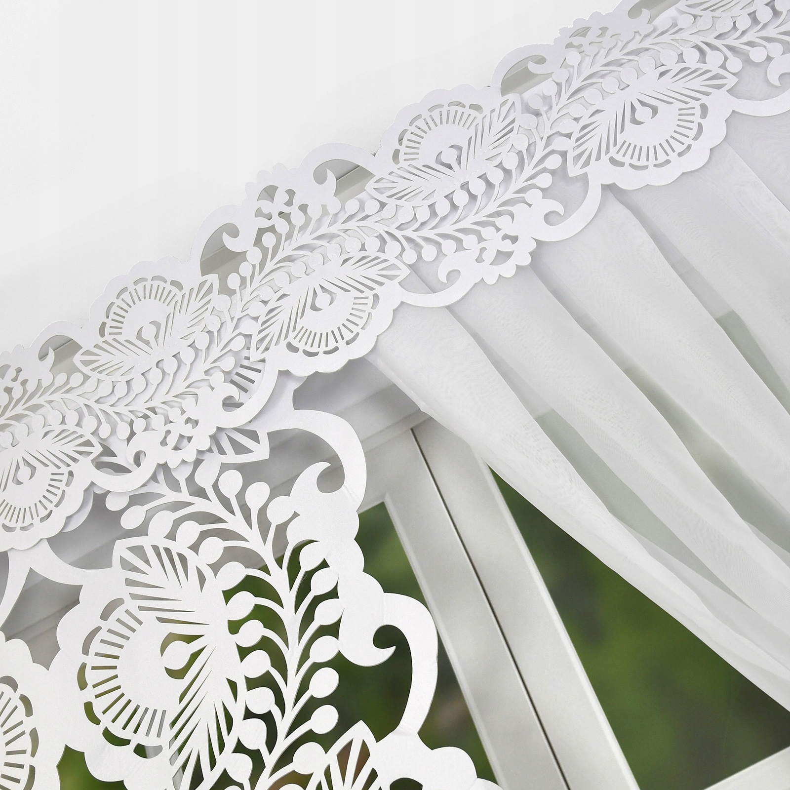 KOMPLET FIRANA PANELE AŻUROWE DEKORACJA DO OKNA Materiał woal