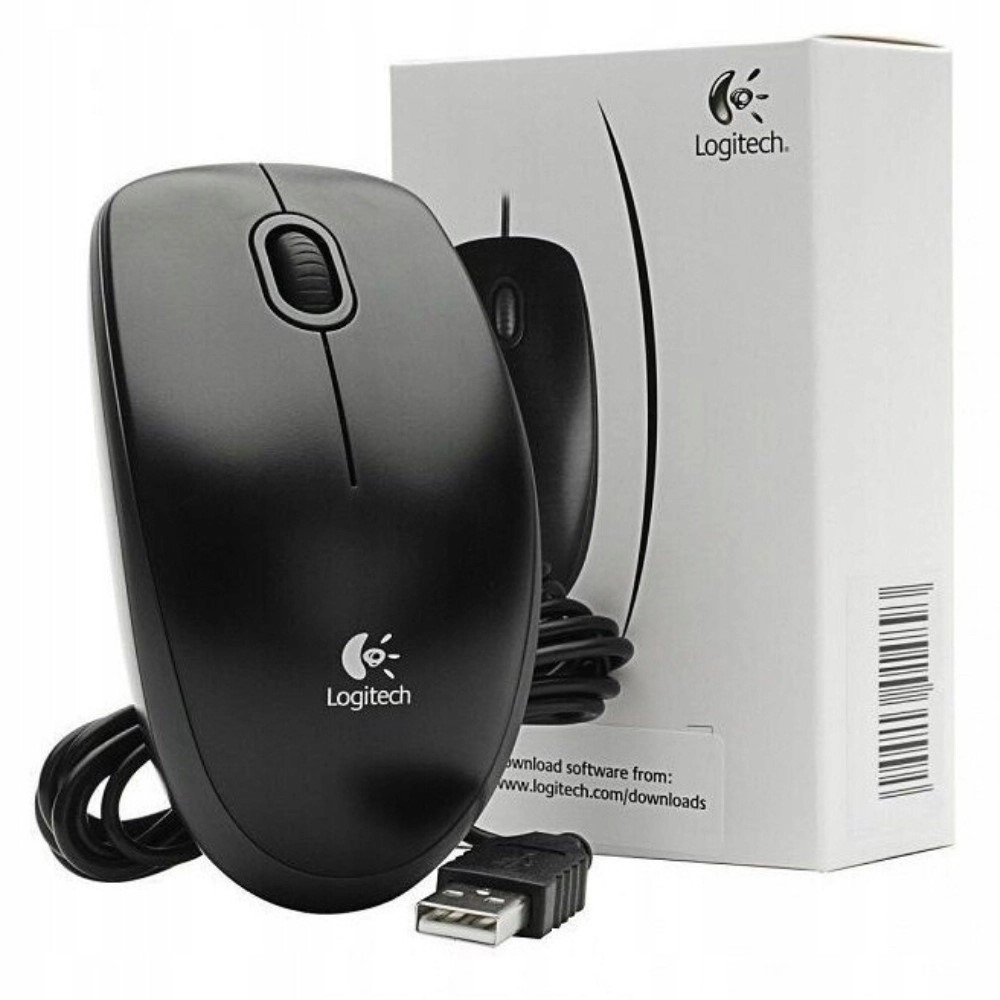 Mysz przewodowa Logitech B100 czarna USB 800 DPI (910-003357)