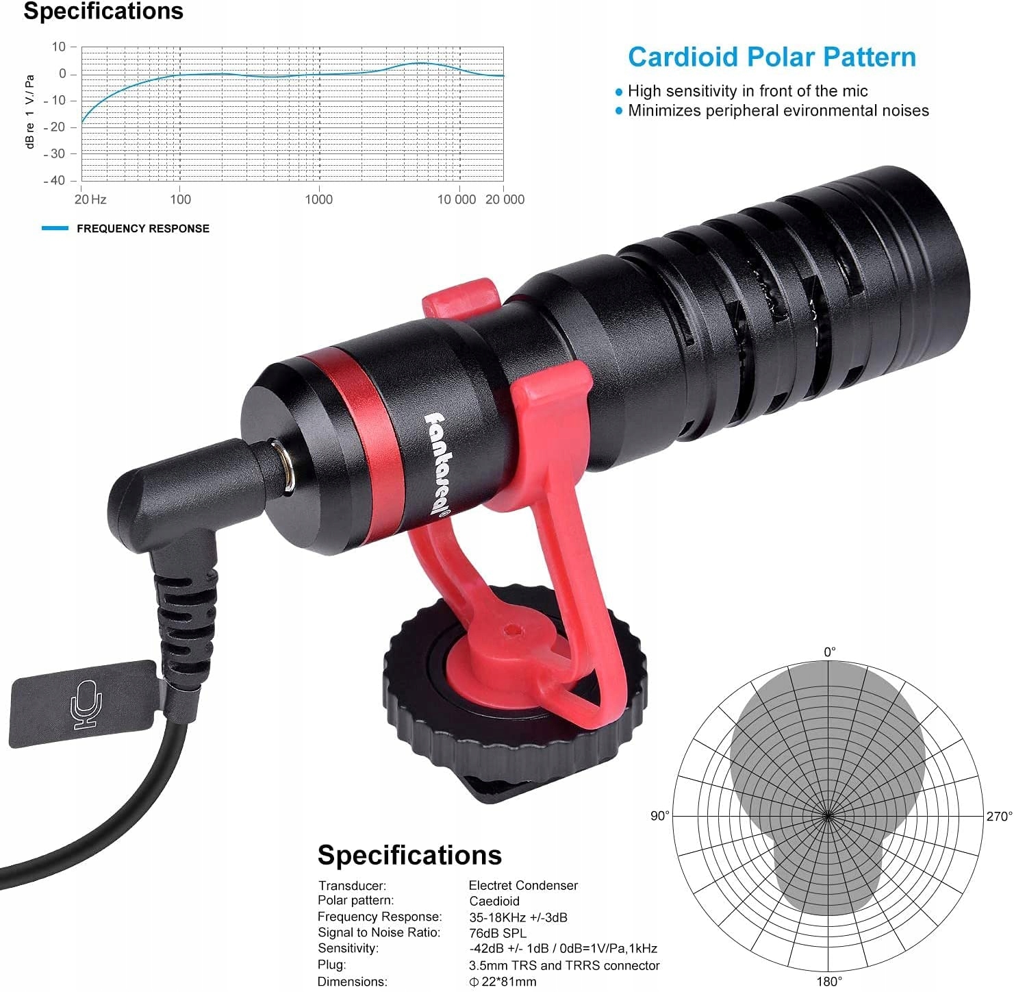 Mikrofon pojemnościowy Fantaseal H779 Model lets vlog
