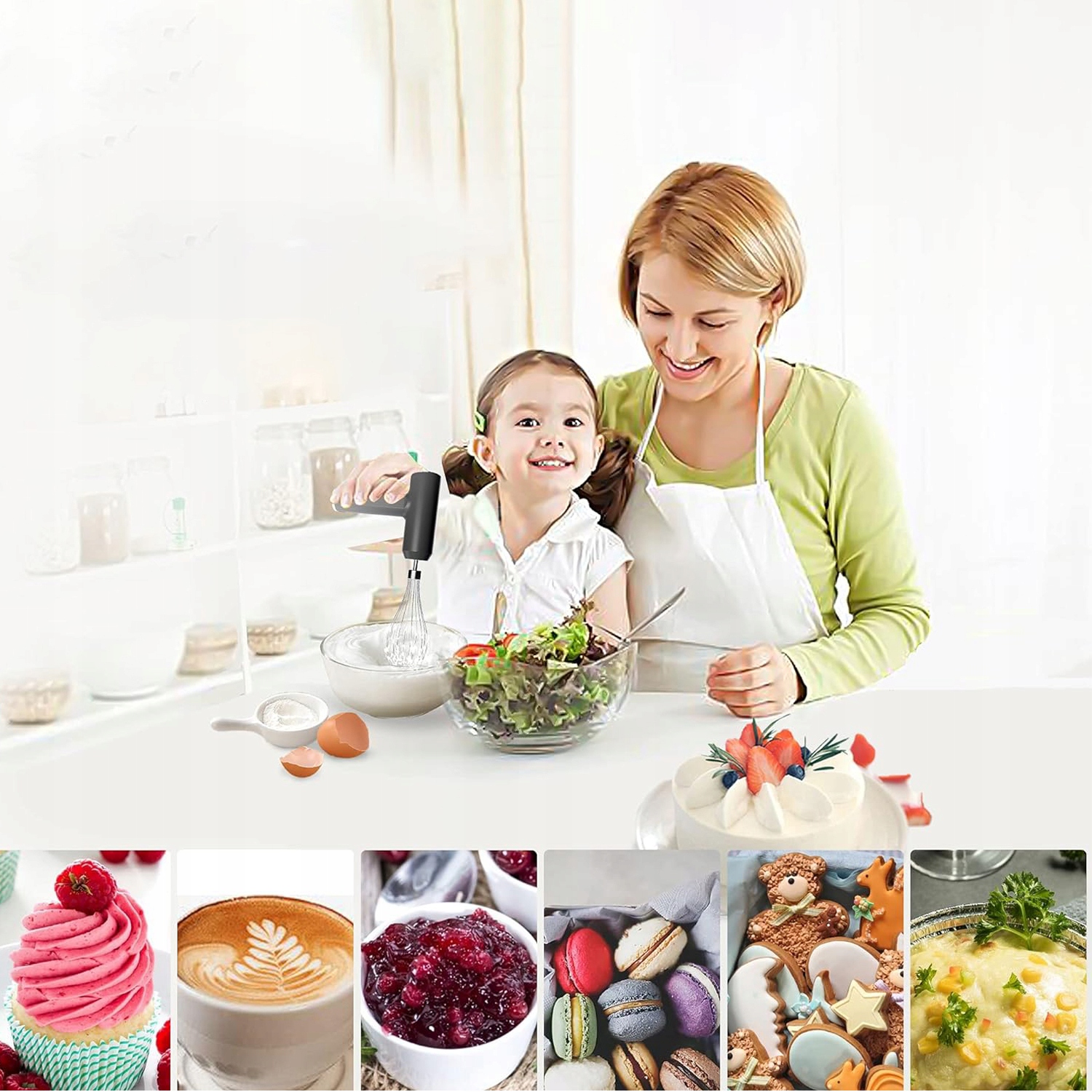 3POZIOMY PRĘDKOŚCI, TRZEPACZKA ELEKTRYCZNA DO KLAROWANIA JAJEK, CIASTA USB Marka bez marki