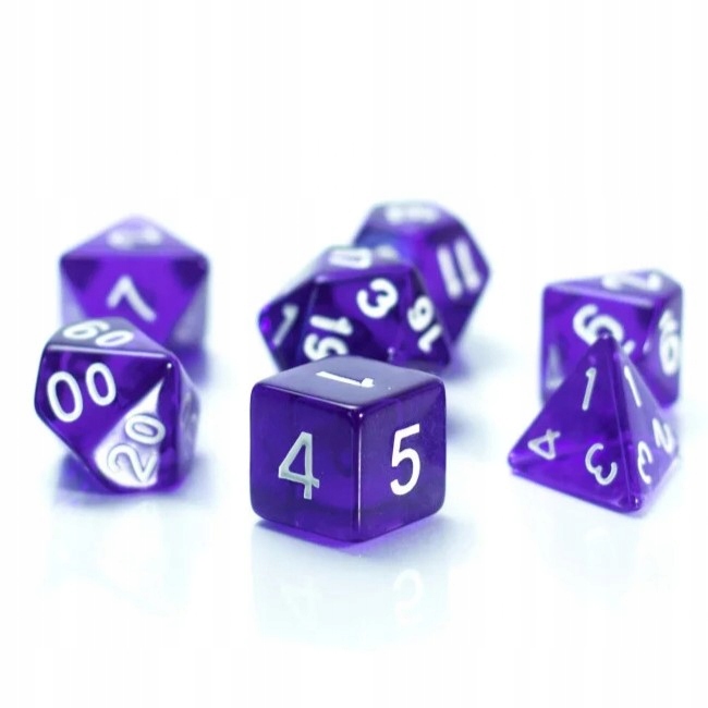 KLEJNOT KORONY ZESTAW 7 PRZEZROCZYSTYCH KOŚCI RPG