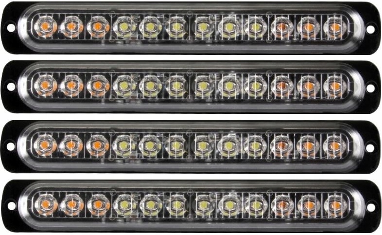 Výstražné Světlo Bílo-oranžové 12 Led Nouzový Kohout Autopřepravník 4 Ks