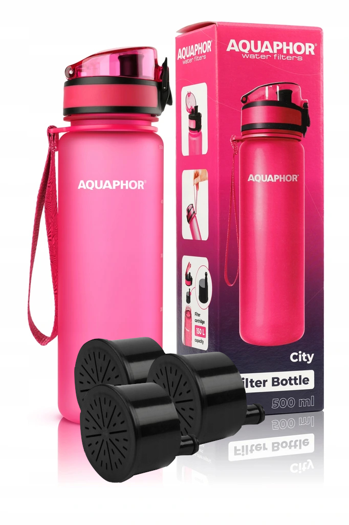 

Bidon Filtr Butelka Aquaphor City Różowa +3 Wkłady