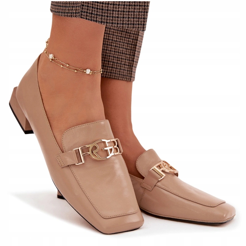 Dámské Mokasíny Z Přírodní Kůže S Ozdobným Detailem D&a CR61-3125 Béžové 37