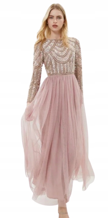 Coast Šaty S Dlouhým Rukávem A Flitry, Velikost 44 CM