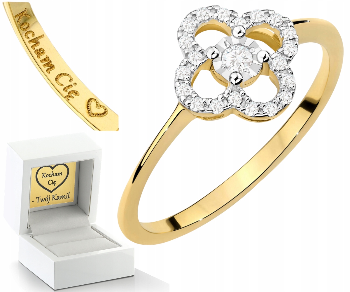 Zlatý Prstýnek Diamanty Gravírování Bonus 585 Dárek