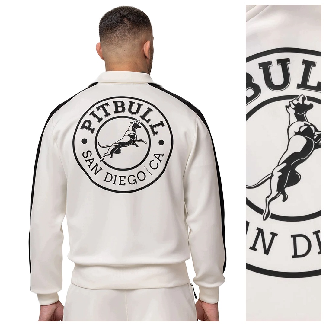 Pánská mikina na zip Oldschool Pit Bull „san Diego Ca“ – off white XL
