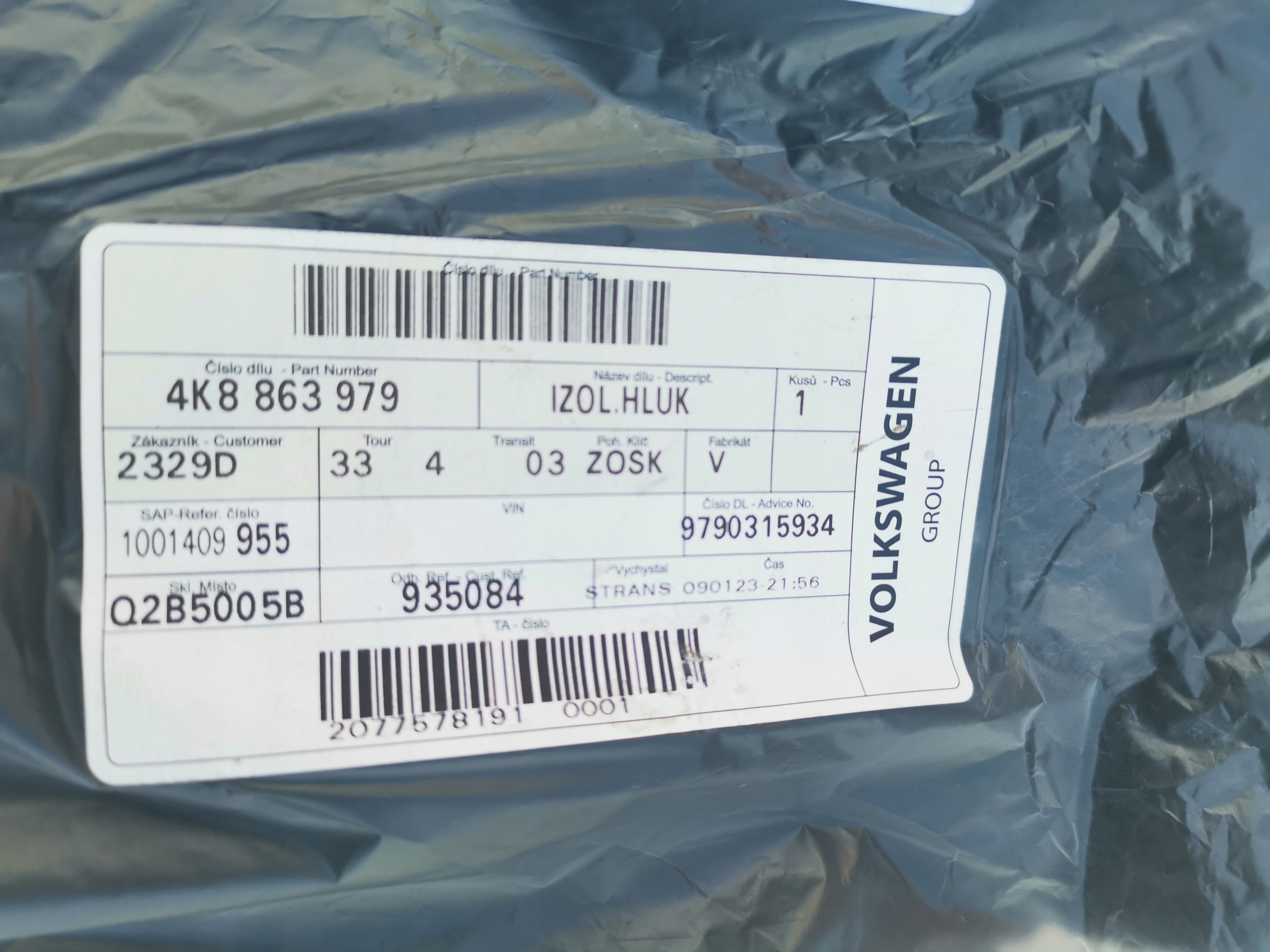 AUDI A7 odhlučnění dveře levých 4K8863979