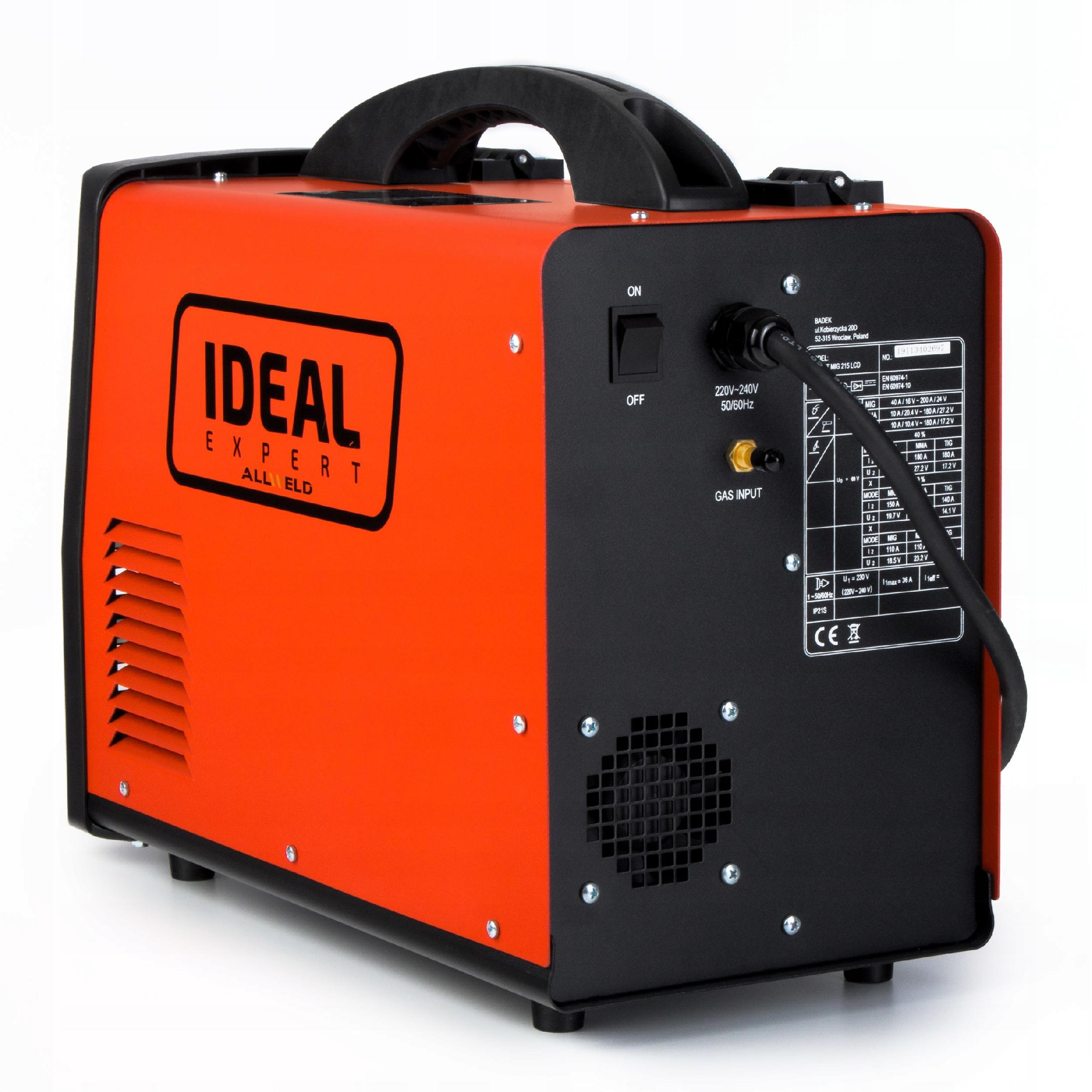 PÓŁAUTOMAT SPAWALNICZY IDEAL EXPERT MIG 215 SYNERGIA MMA TIG 200A 230V IGBT Model Expert MIG 215 LCD