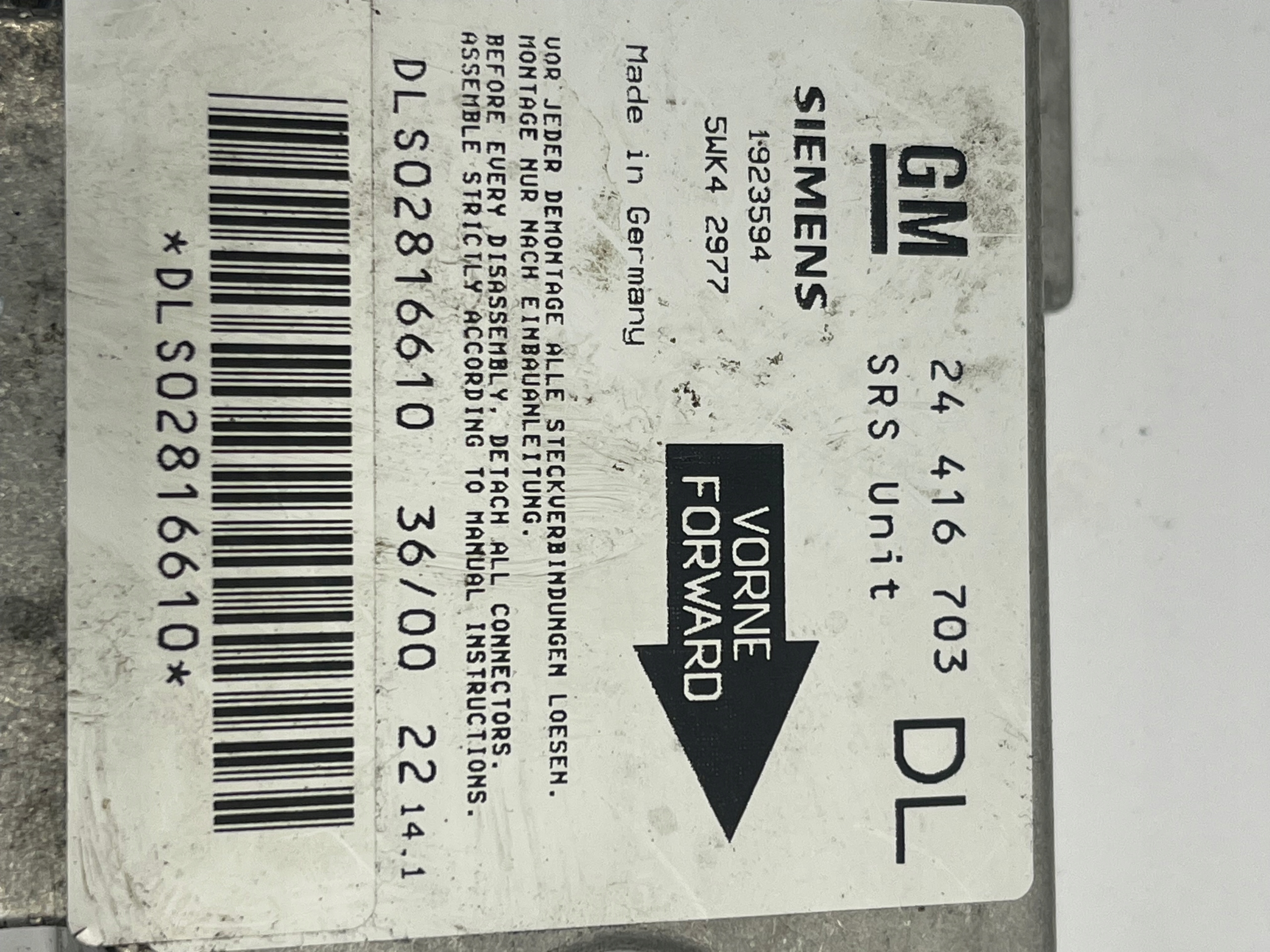 SENSOR airbag 24416703 Opel Astra II (1998-2009) G