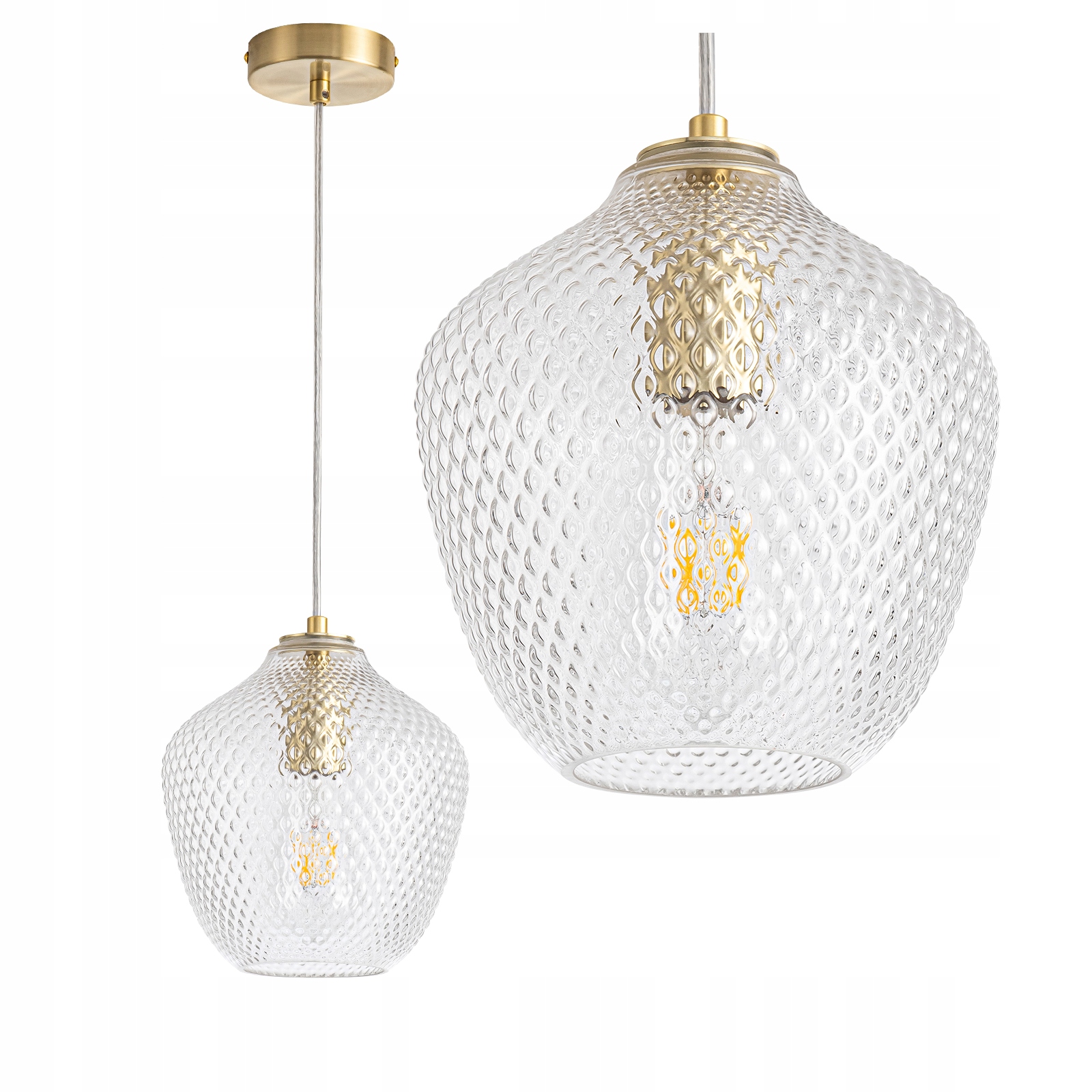 Lampa Wisząca Plafon Żyrandol Sufitowa Zwis Nowoczesna Szklana Złota E27