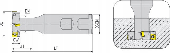 Frez Teowy ATSM90-CC06-D32x10-W25-L100 Twardość (HRC) 45