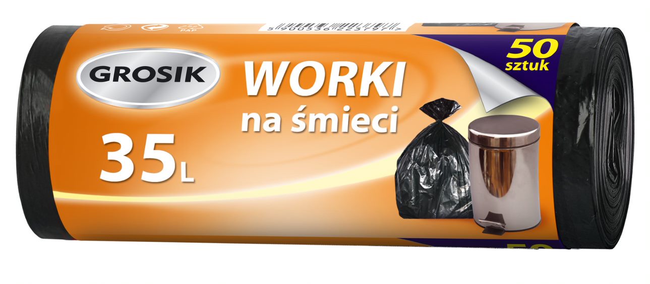 

Worki na śmieci Grosik czarne 35l 50 szt. mocne