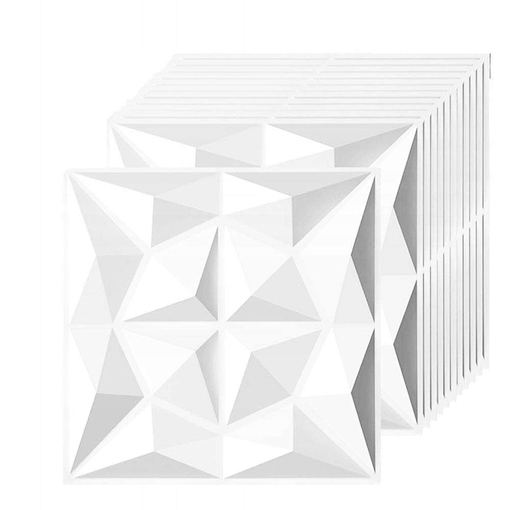 12 x Bílý Nástěnný Kaseton Nástěnné Panely Stropní Kazety 3D Diamantová Bílá