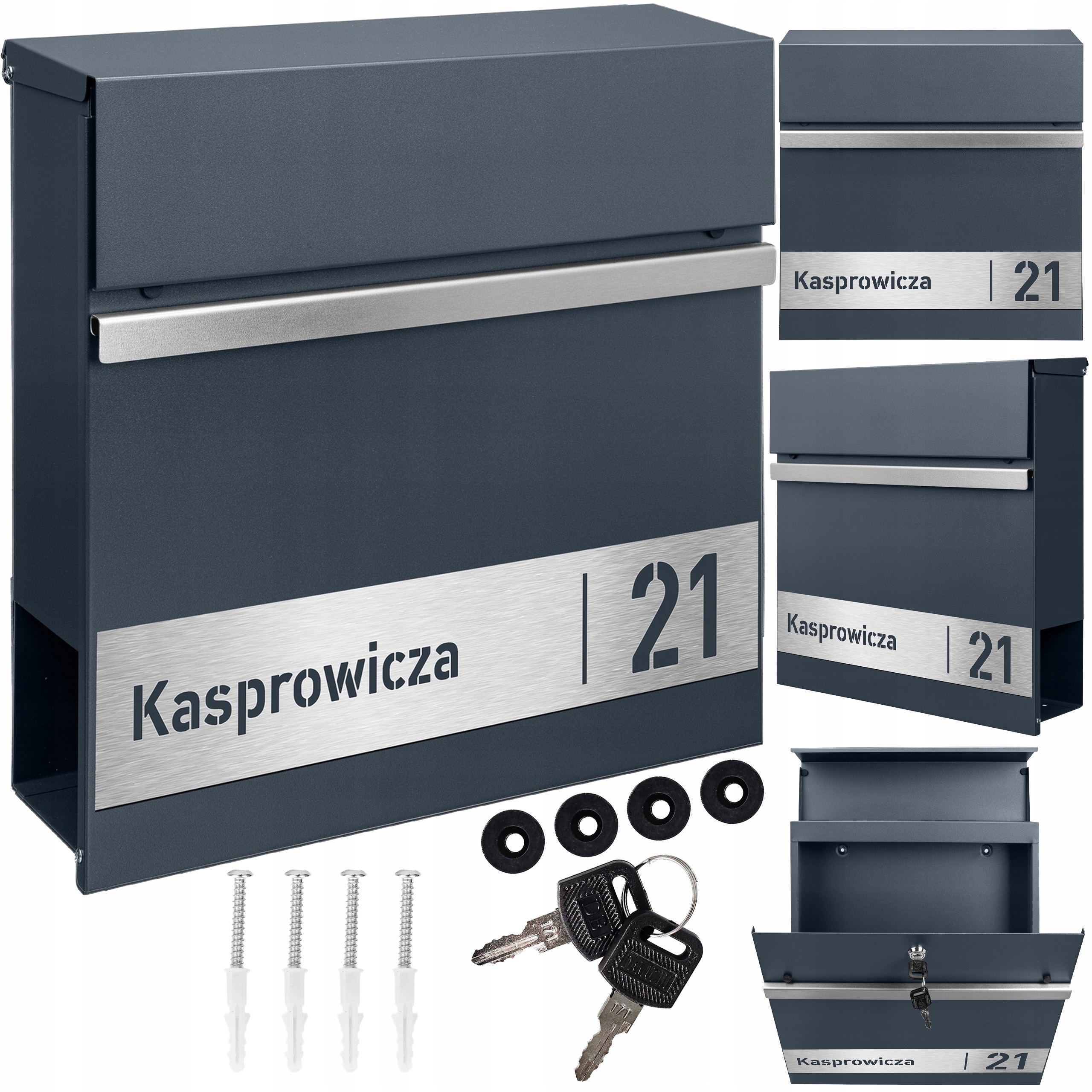 Antracitová Poštovní Schránka Exlusive Adresa Číslo Domu Laminát Stříbrný