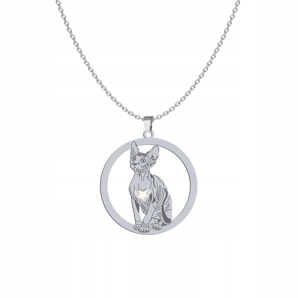 Stříbrný náhrdelník s kočkou Sphynx ryzost 925 Dárek Šperky pro ženy Gravírování