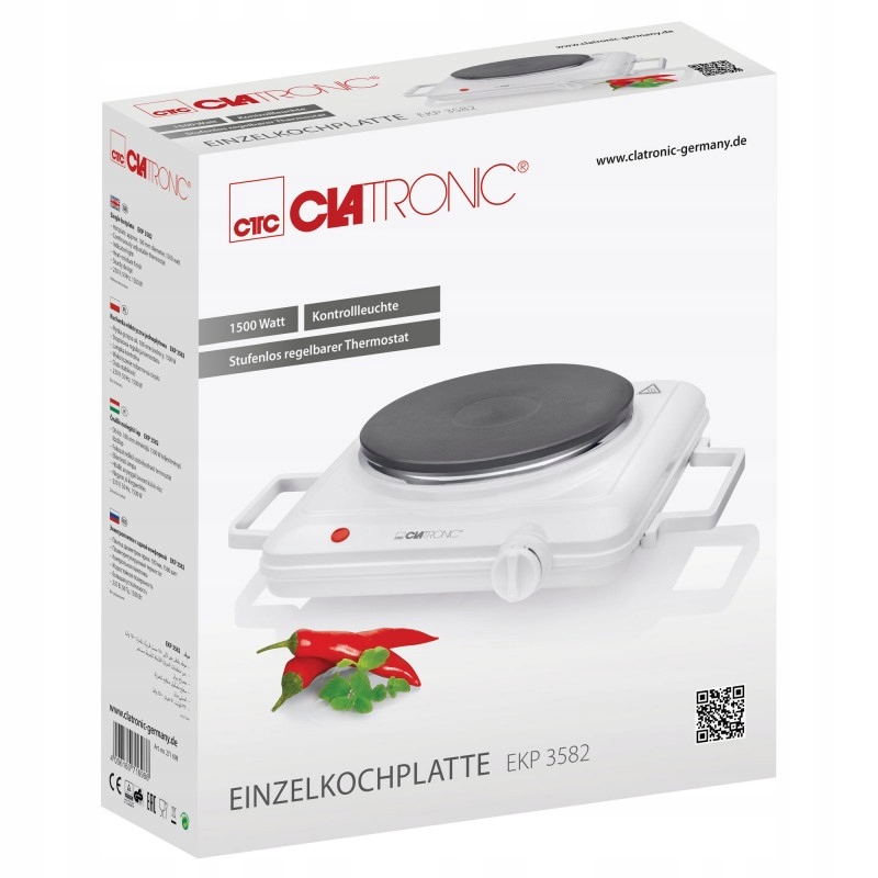 KUCHENKA ELEKTRYCZNA PRZENOŚNA JEDNOPALNIKOWA CLAT Kolor dominujący biały