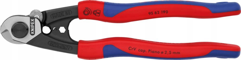 Nůžky na lana ocelové, leštěné 190 mm 95 62 190 Knipex