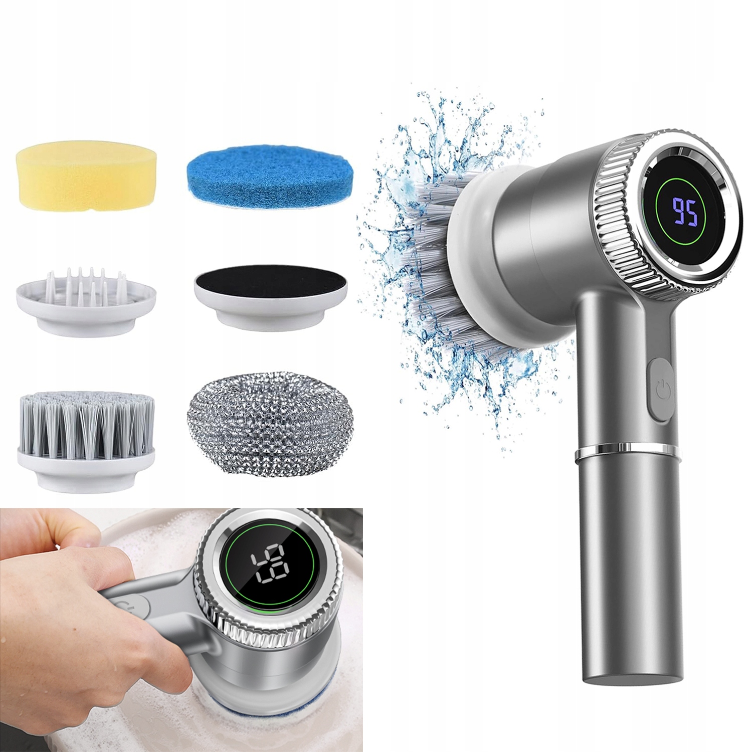 Levně Elektrický Čisticí Kartáč Rotační Led Kartáč IPX7 Usb-c Pro Čištění