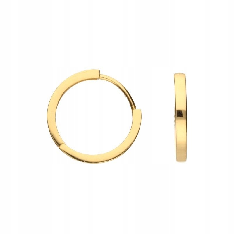 Zlaté kruhové náušnice 585 elegantní hladké kroužky průměr 12 mm 14 kt