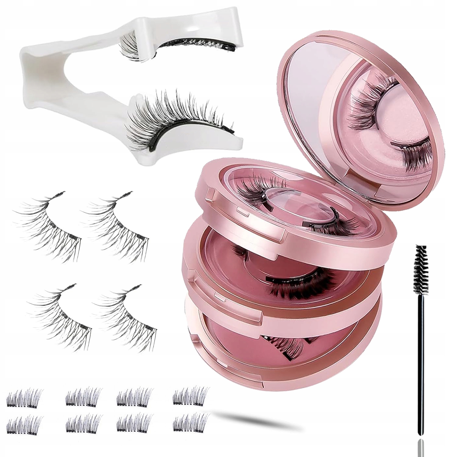 Magnetyczne Sztuczne Rzęsy Zestaw 8PAR wielokrotnego użytku+Klip pomocniczy