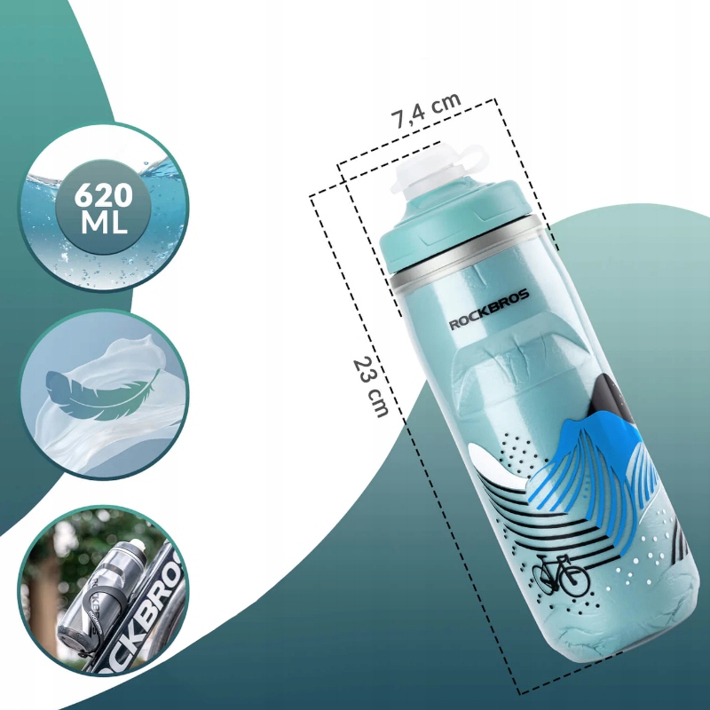 BIDON ROWEROWY IZOLOWANY TERMICZNY Z ZATYCZKĄ ROCKBROS 620ML BUTELKA Marka RockBros