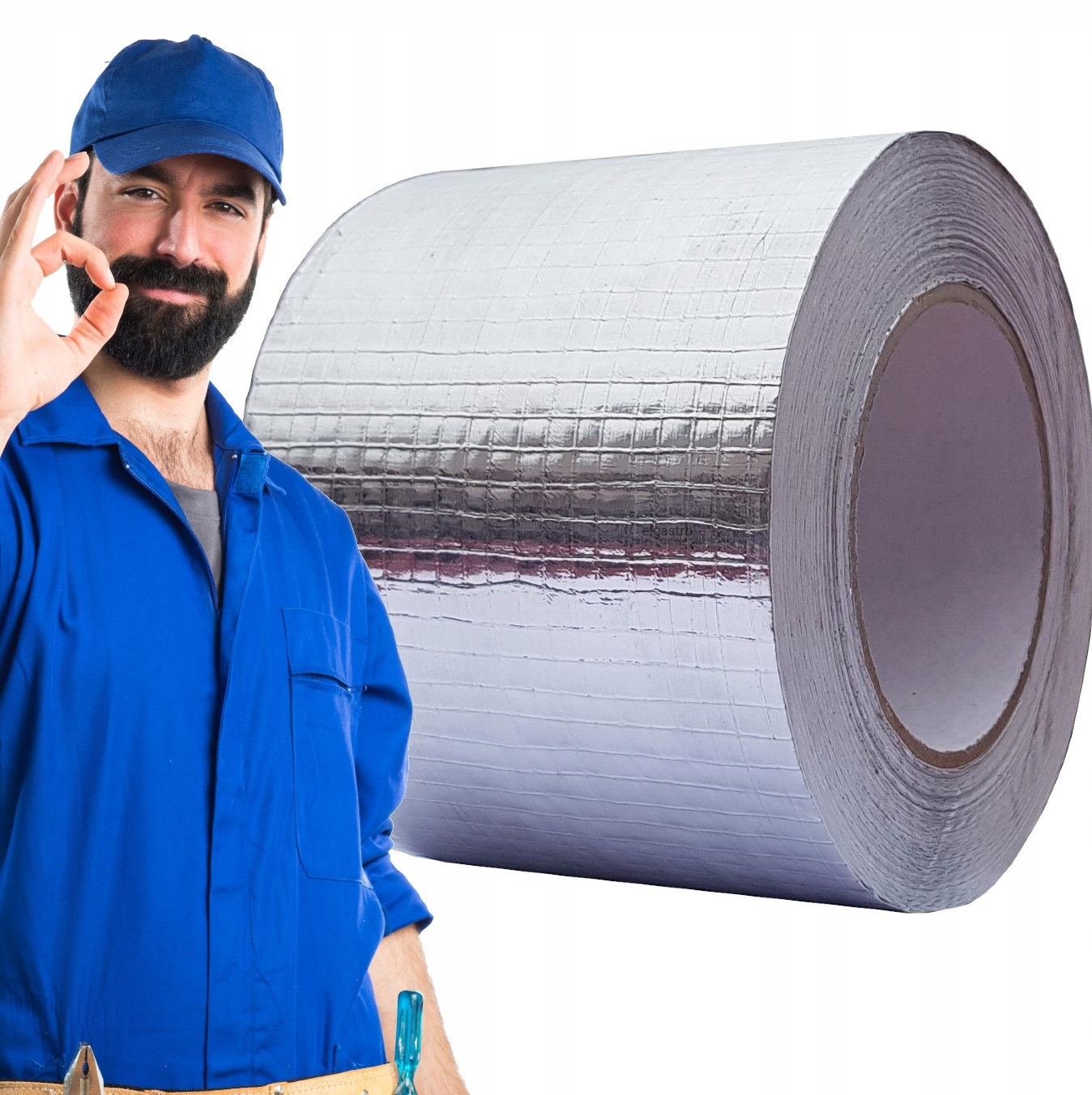 TAŚMA ALUMINIOWA ZBROJONA TAŚMA SAMOPRZYLEPNA 96 mm 50 m TAŚMA SZARA MOCNA