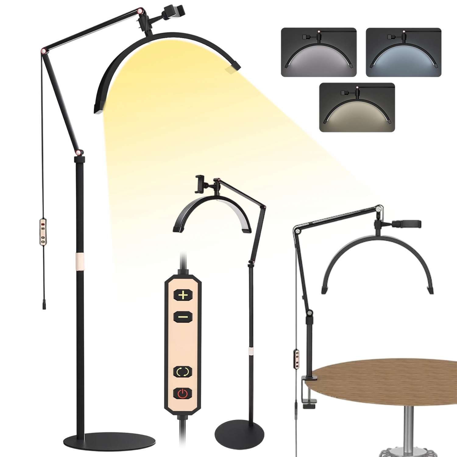 Lampa na líčení Led 180 diod 3 teploty barevné výložník 100 cm černá