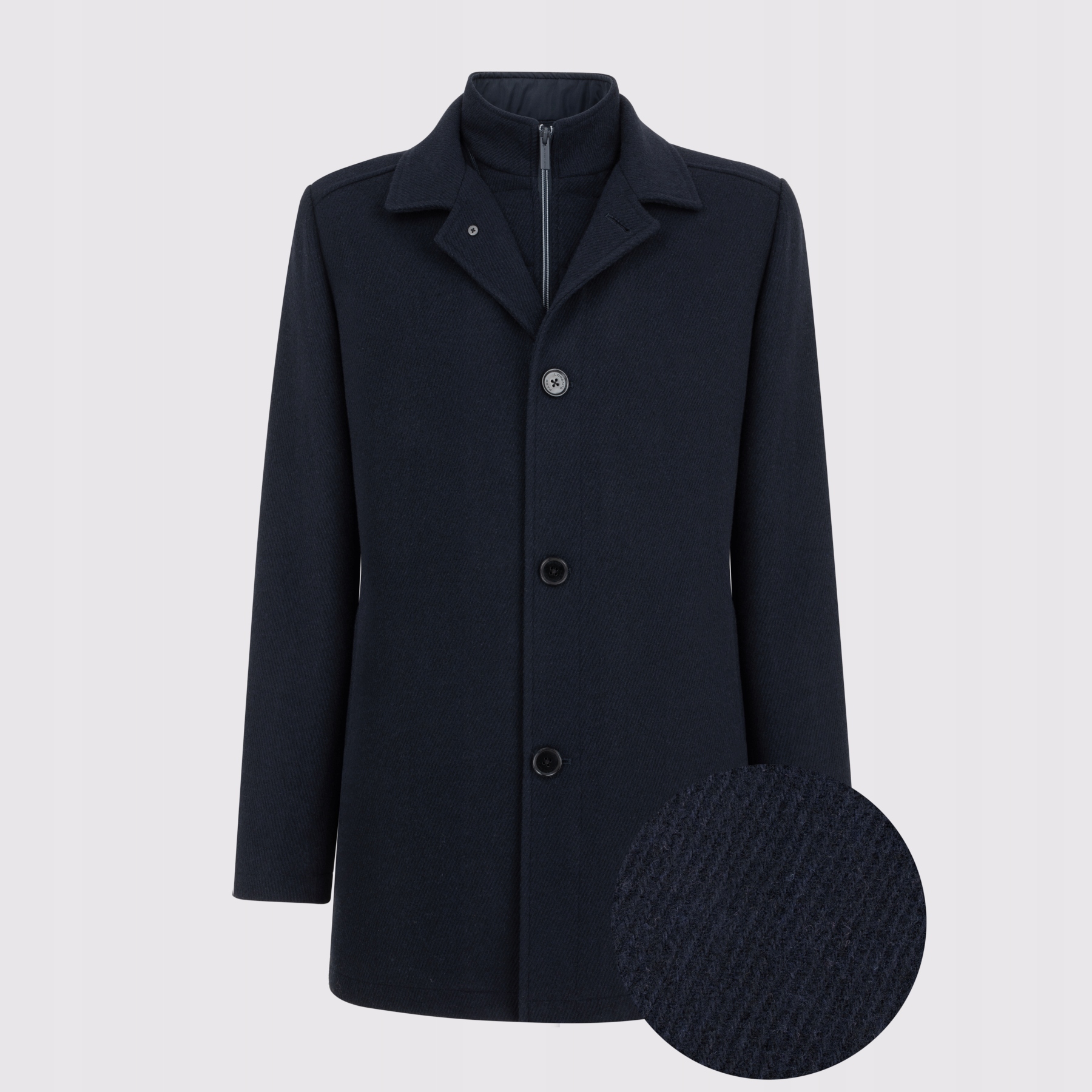 Tmavě modrý pánský kabát s vlnou Pako Lorente vel 60 Plus Size