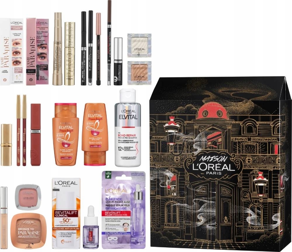 Адвент-календарь L'Oreal Paris 24 Beauty Highlights, 24 средства для макияжа и ухода за лицом — фото 3