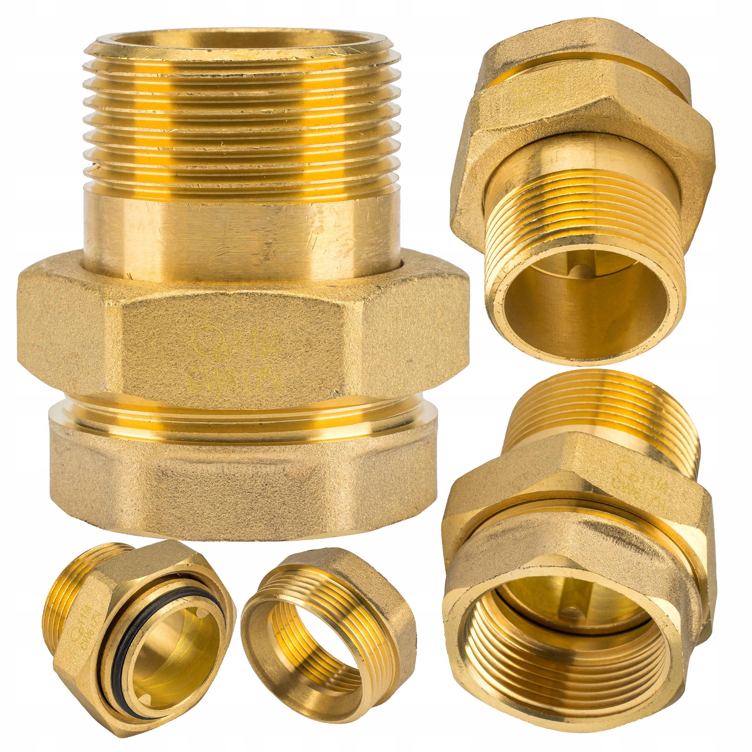 ŚRUBUNEK PÓŁŚRUBUNEK MOSIĘŻNY PROSTY 5/4" CALA DN32 Z USZCZELKĄ ORINGIEM