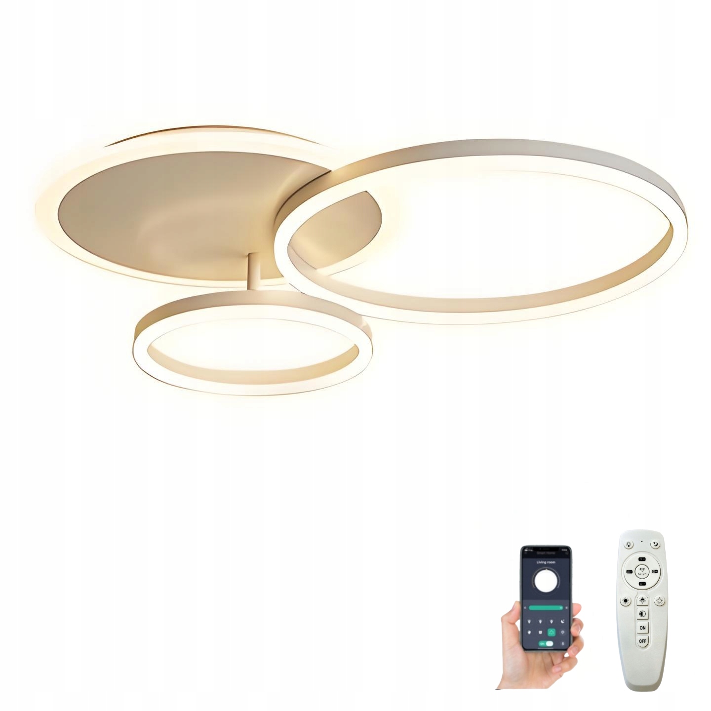 Stropní Svítidlo Stropní Svítidlo Led Lustr Stmívatelná 3-KROUŽKOVÁ S Dálkovým Ovládáním