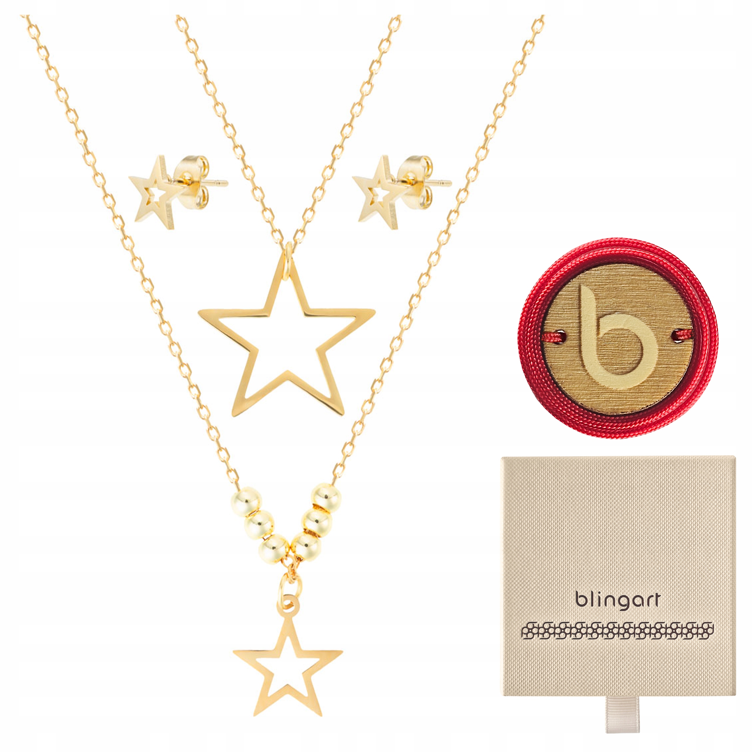 Sada šperků ocel, pozlacený náhrdelník a náušnice Blingart