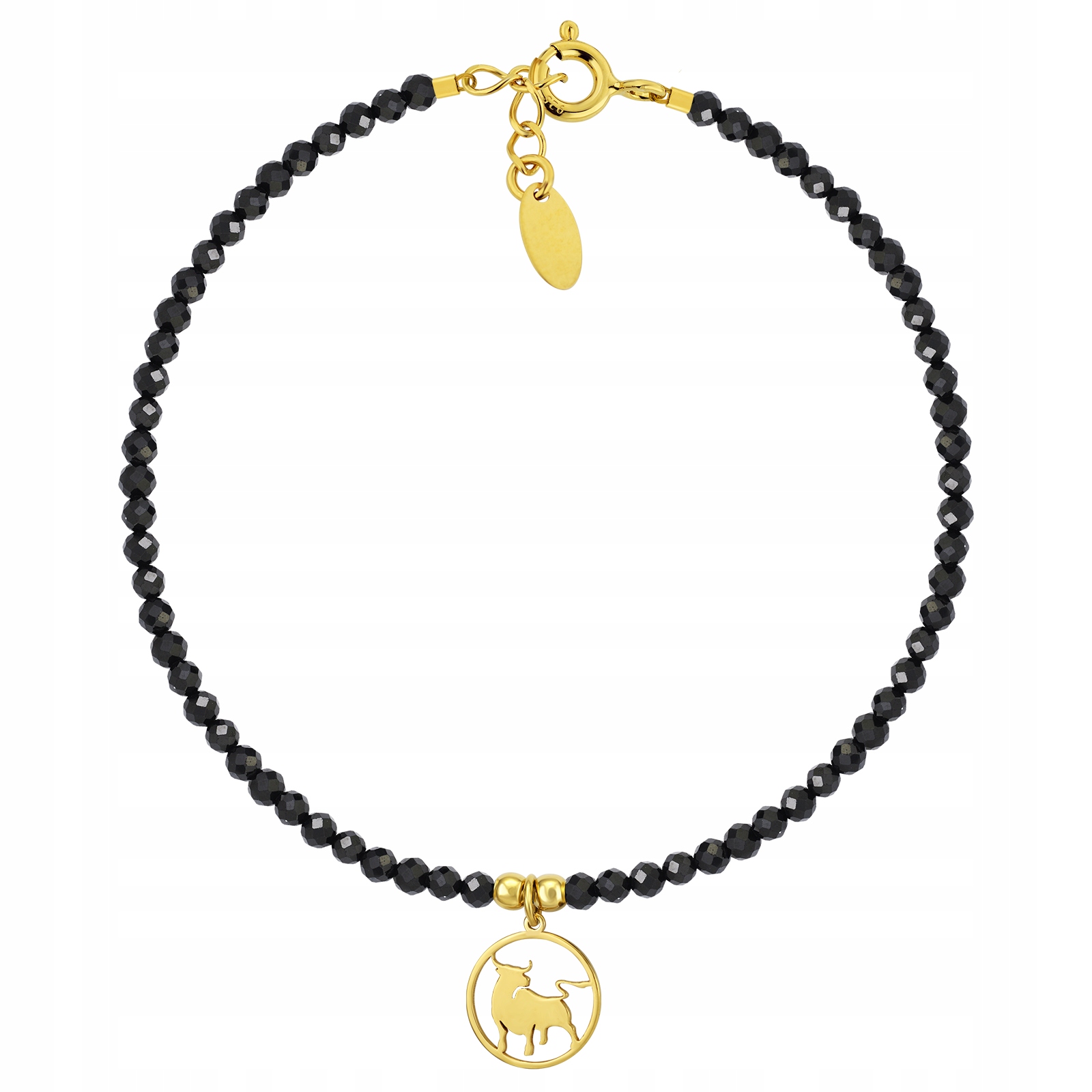 Náramek z přírodních kamenů znamení zvěrokruhu Býk Stříbro 925 Pozlacená Dárek