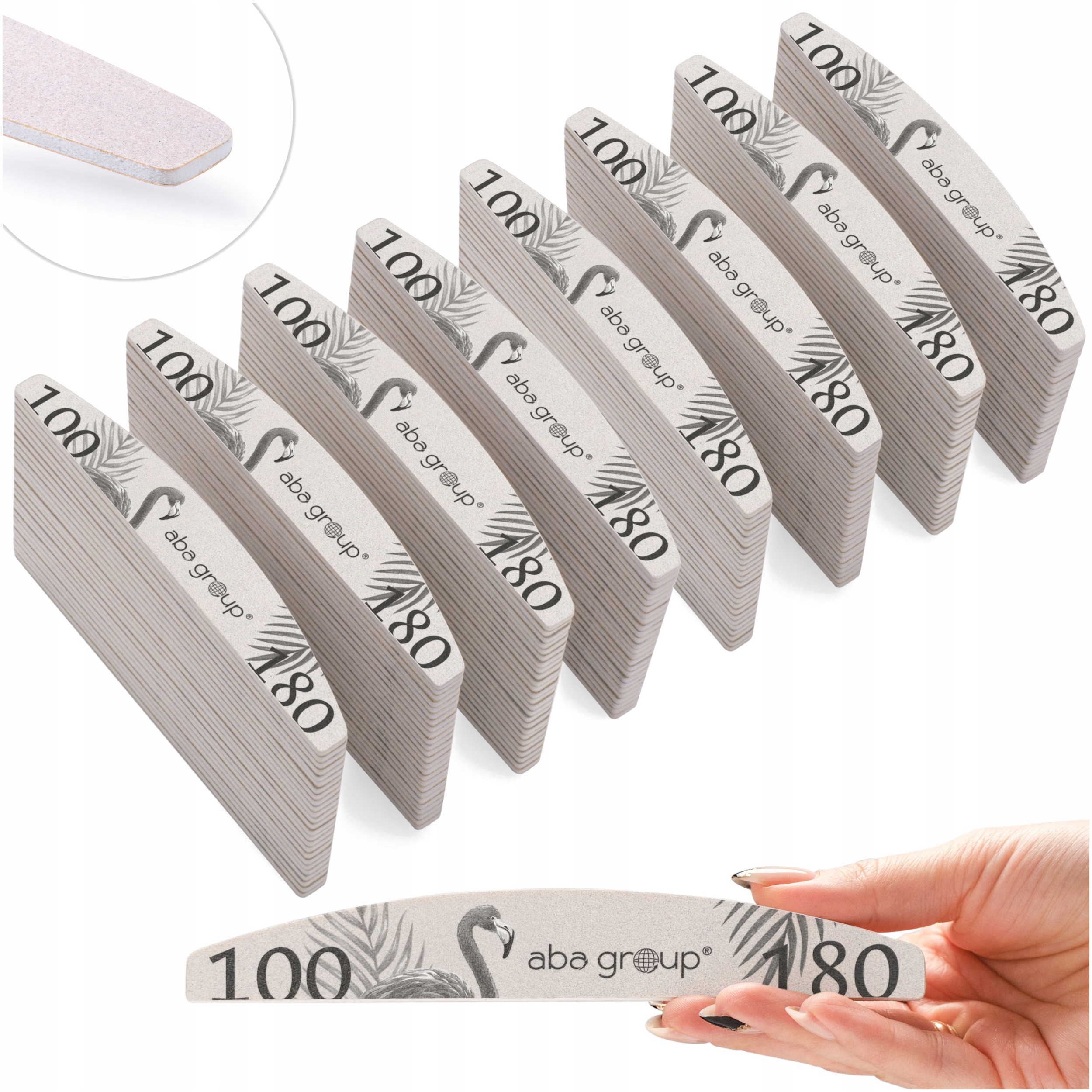 Pilnik do paznokci Półksiężyc Łódka 100/180 Slim Zestaw. Aba Group