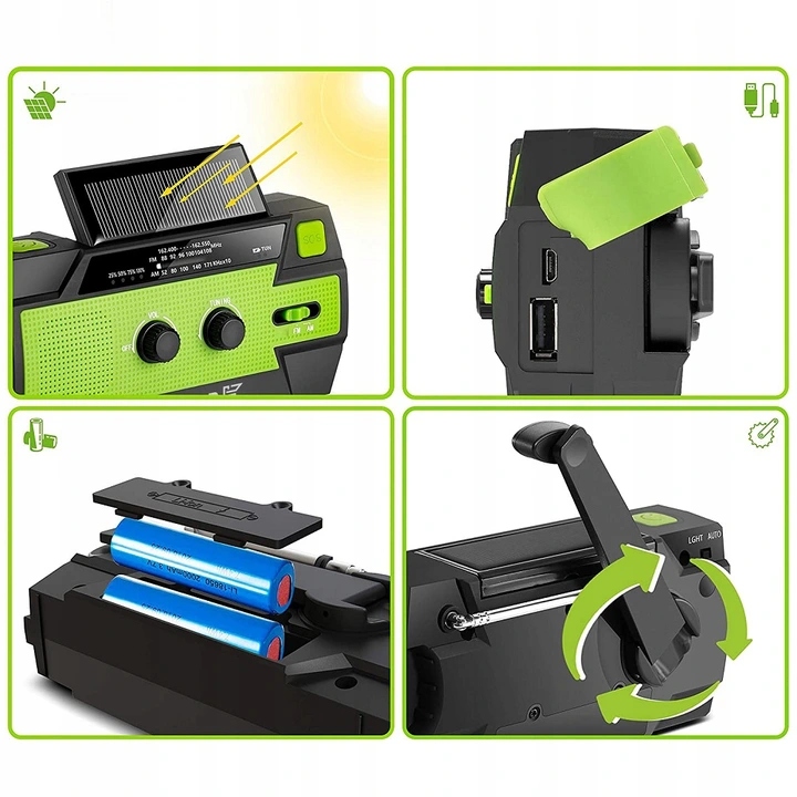 PANEL SOLARNY RADIO GŁOŚNIK LATARKA KORBKA BT FM Szerokość produktu 16 cm